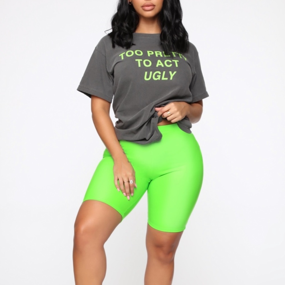 Fashion Nova Rough Rider Neon Green Biker Shorts